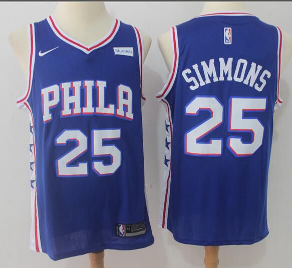 2017 NBA Men Philadelphia 76ers #25 Simmons Blue Nike Jersey